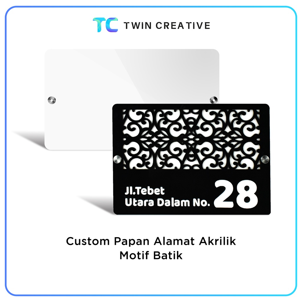 

Papan Alamat / Nomor Rumah Akrilik Custom Uk. 32x22cm - Motif Batik
