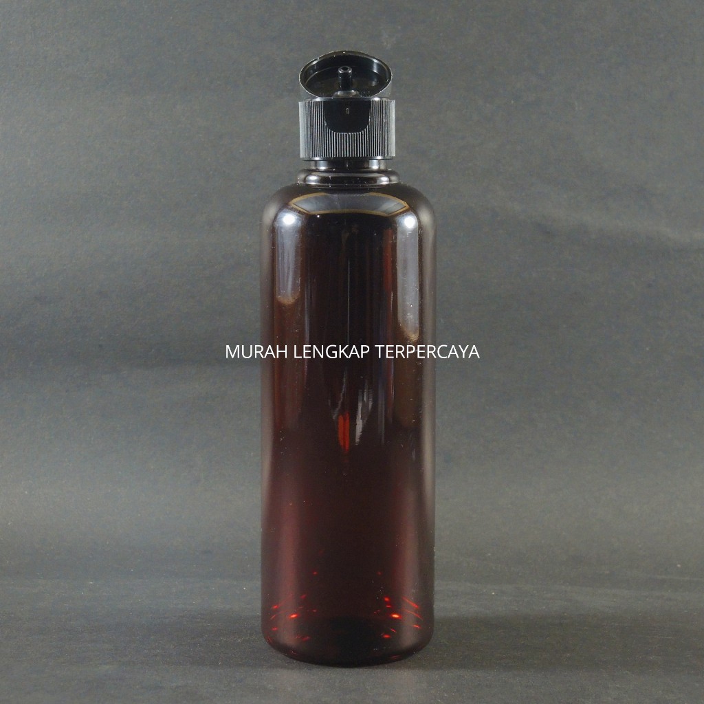 BOTOL AMBER COKLAT 250 ML FLIPTOP HITAM