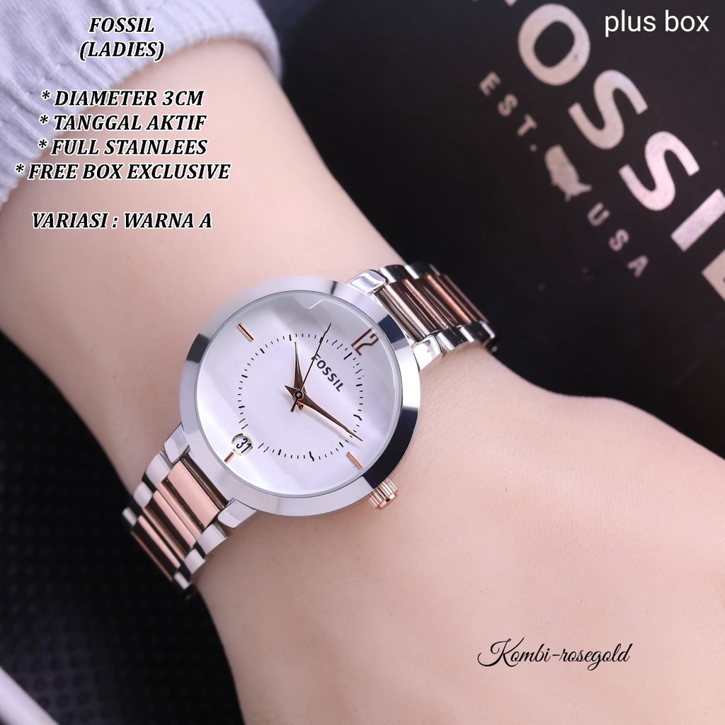 (FREE BOX) JAM TANGAN WANITA FASHION RANTAI BODY BULAT BELIMBING TANGGAL AKTIF