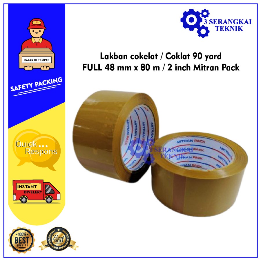 Lakban cokelat / Coklat 90 yard FULL 48 mm x 80 m / 2 inch Mitran Pack