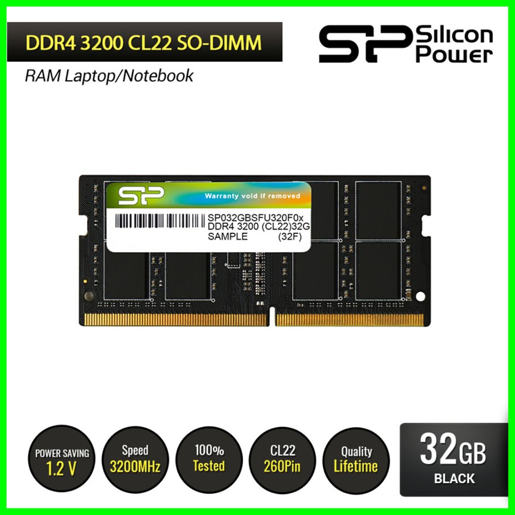 Silicon Power DDR4 3200MHz CL22 32GB SODIMM RAM PC Desktop - RAM 32GB