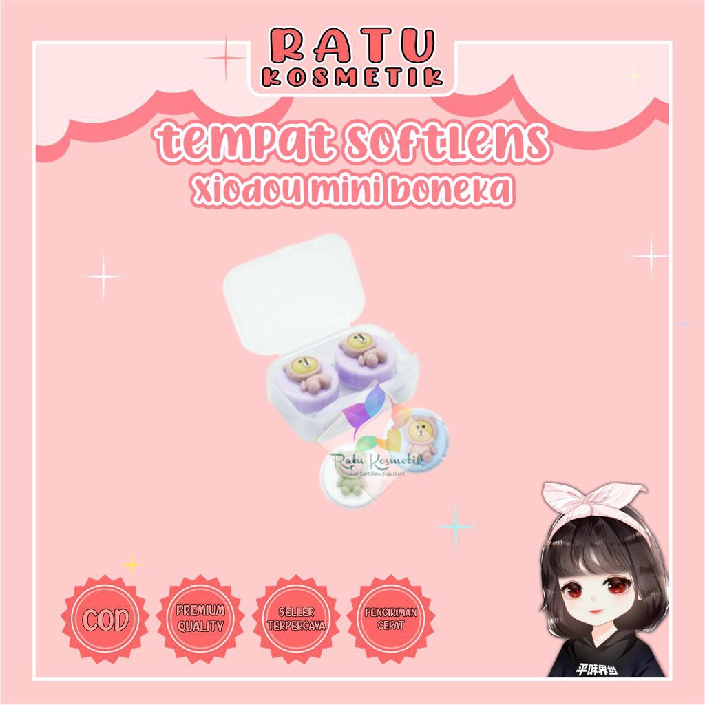 ❤ RATU ❤ Tempat Softlens Mini Murah | Lencase Soflens | Lens Case | Cat | Bear | Buah | Karakter Hewan