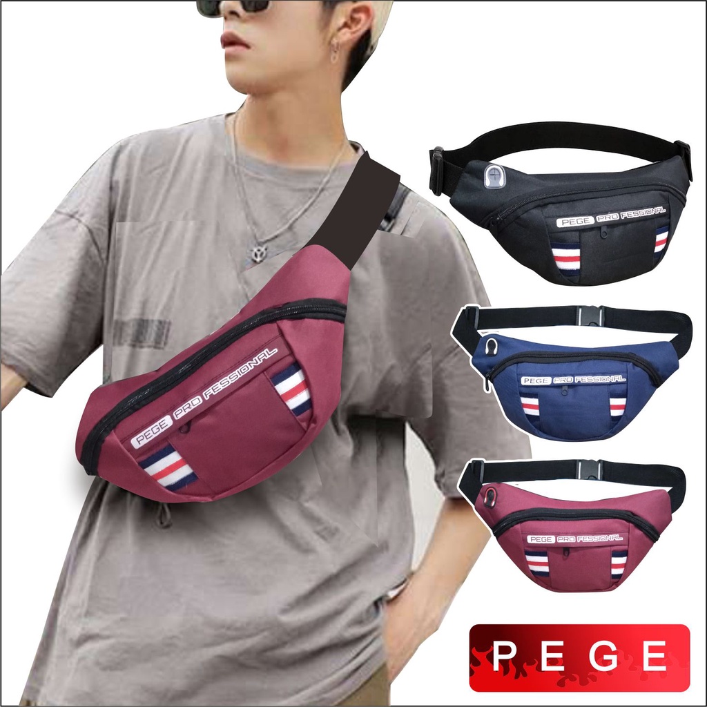 Tas Selempang Bahu Pria PEGE Slempang Waistbag Kasual Bisa Digunakan Untuk Tas Pinggang - PG 8897