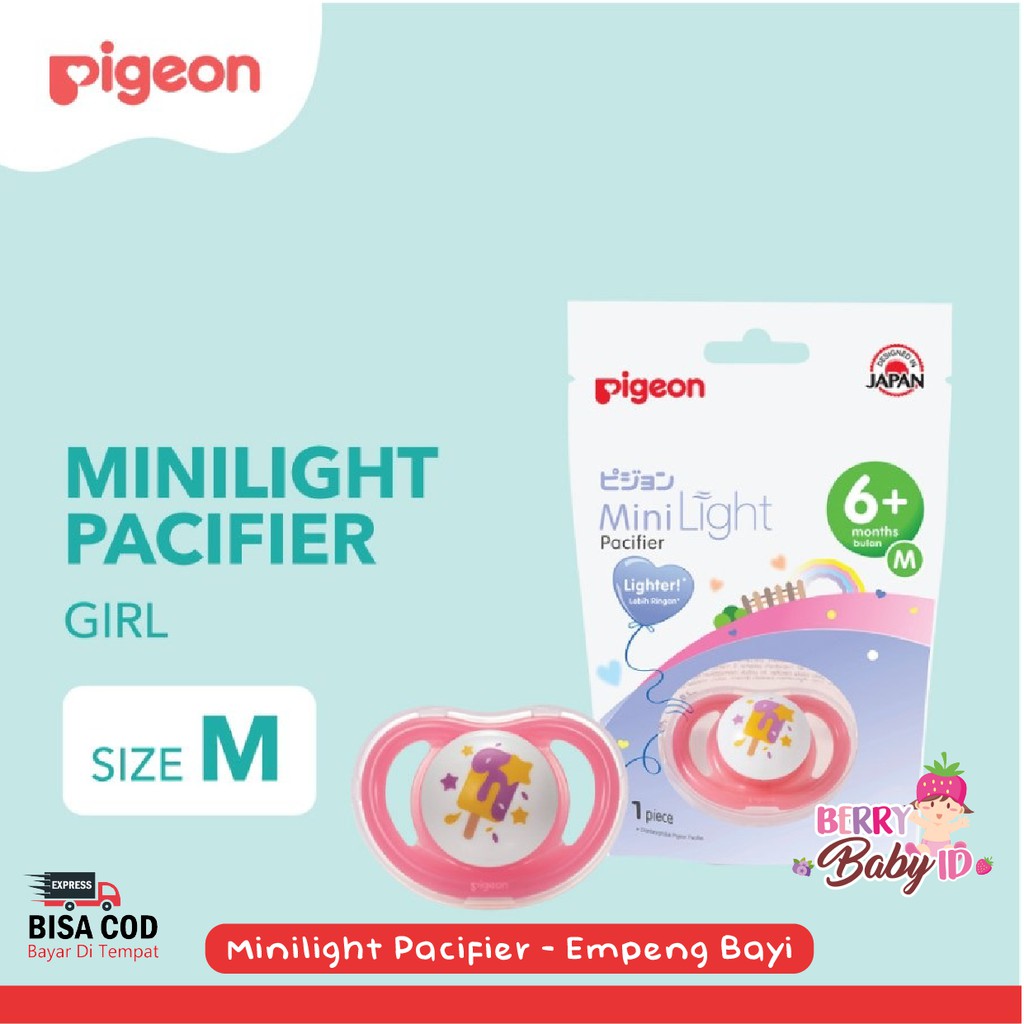 Pigeon Silicone Minilight Pacifier Empeng Dot Soother Bayi Size S M L Berry Mart