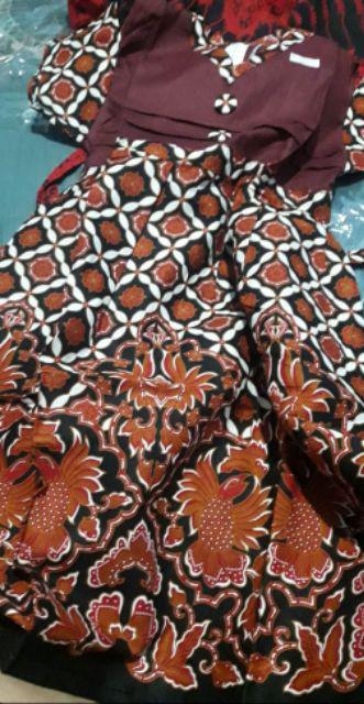 Terusan Anak 233 Batik Dress Anak Perempuan Kawung Merah Seragam Keluarga