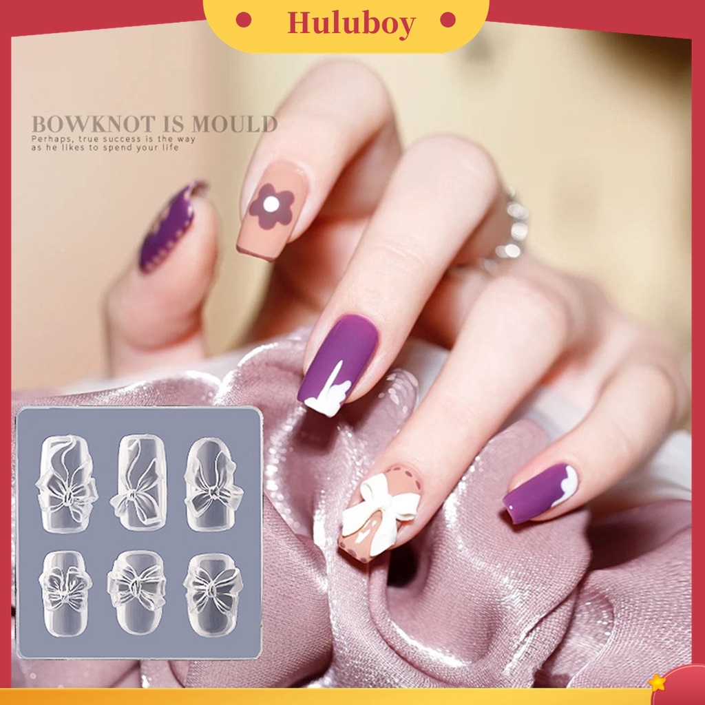 Huluboy Huluboy♡ Cetakan Silikon Bentuk Pita 3D Reusable Untuk Manicure DIY