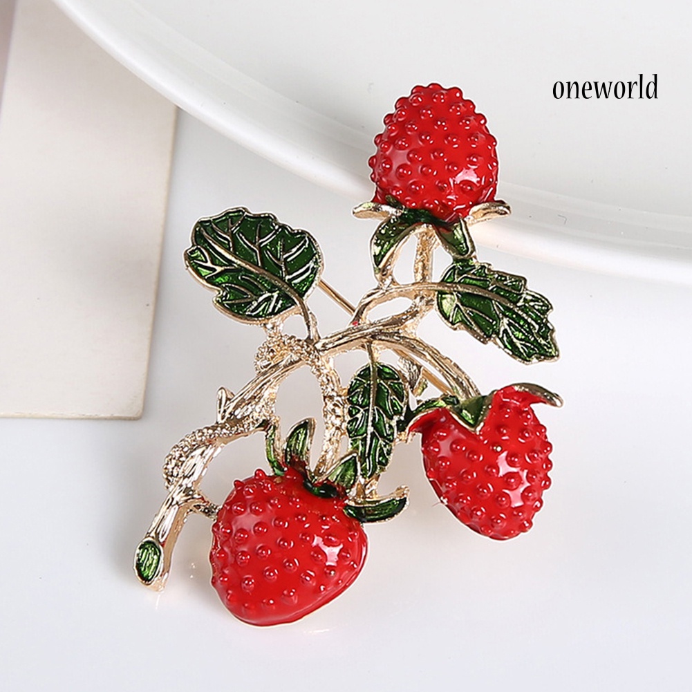 OW@ Women Fashion Strawberry Shape Brooch Pin Party Dress Collar Scarf Badge Gift