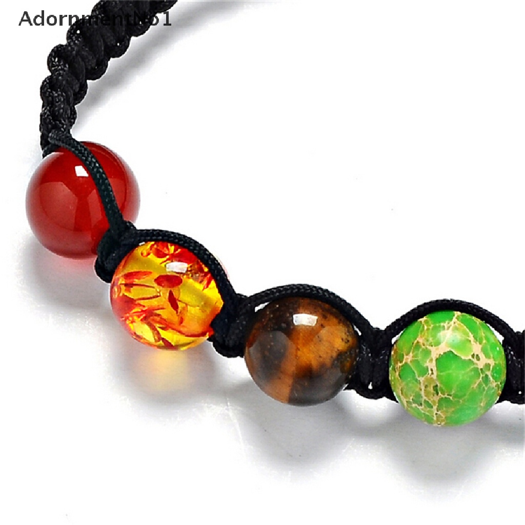 (AdornmentNo1) Gelang Tangan Manik-Manik Batu Lava 7 Chakra Healing Balance Untuk Yoga / Doa