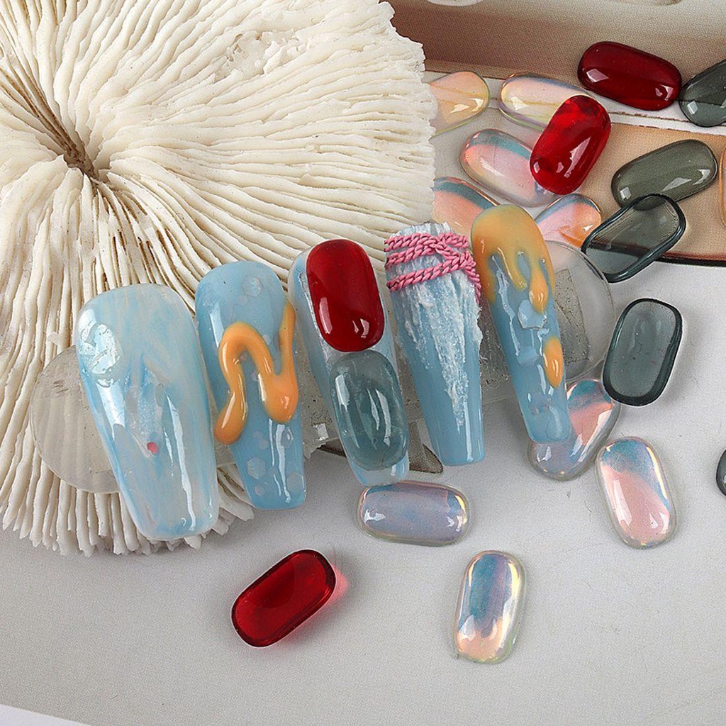 Mxbeauty Aurora Hiasan Kuku Warna-Warni 30 Pcs Jelly DIY Resin Manicure Aksesoris Flatback Kristal Nail Art Rhinestones