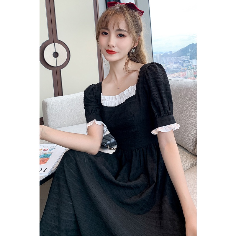 【Rozen】Basic French Style Black Midi Dress  R097