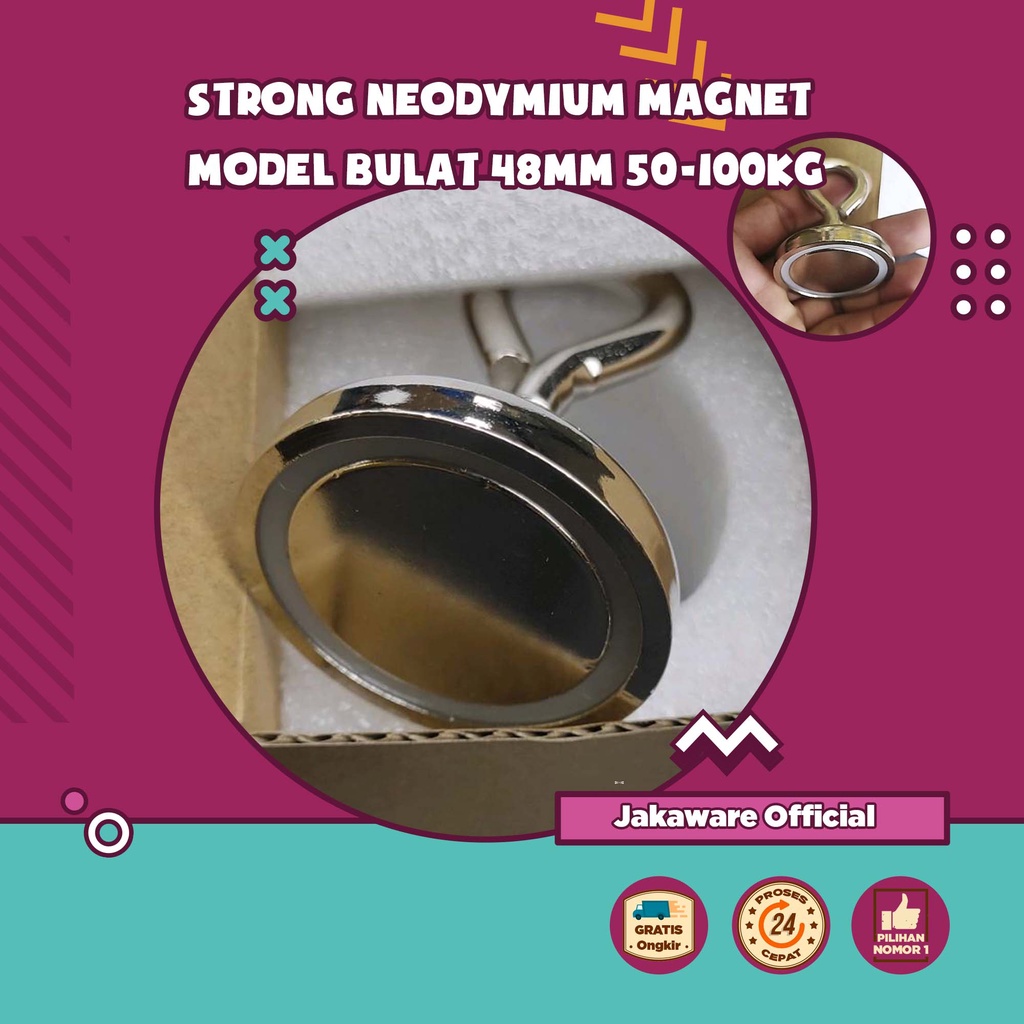 STRONG NEODYMIUM MAGNET BULAT 48MM 50-100KG KUAT KOIN BULAT TEMPEL SILINDER GANTUNGAN GANTUNG MINIAT