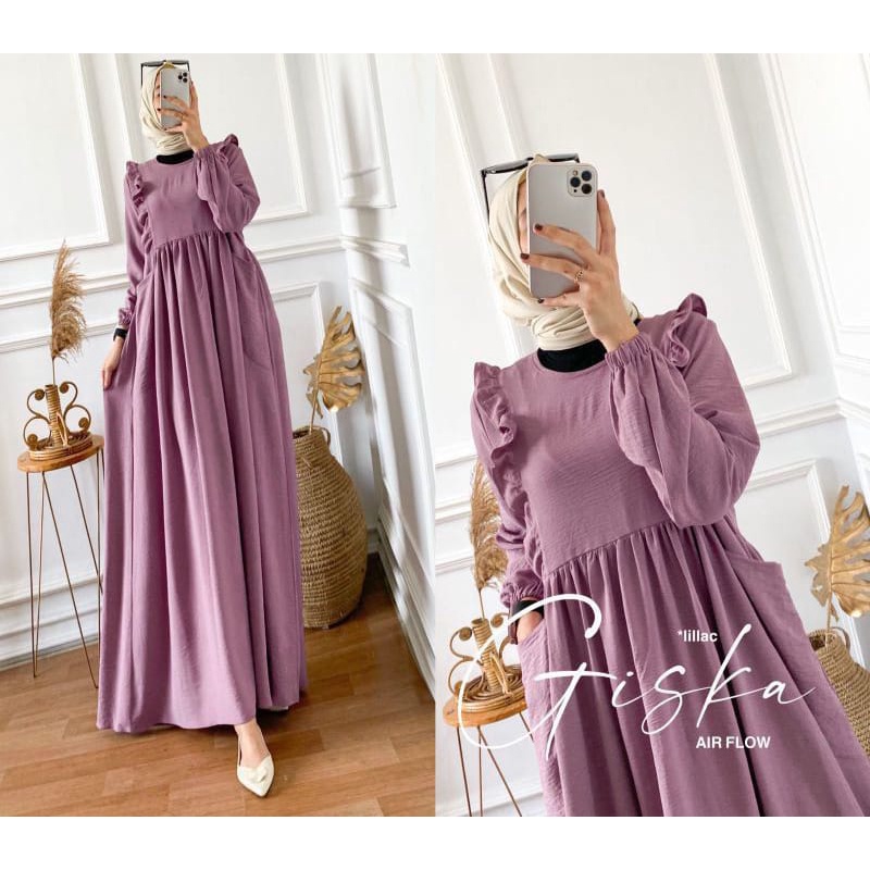 (DBY) GAMIS SLAVINA REMPEL DAILY DRESS WANITA CRINCLE AIRFLOW