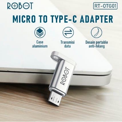 E_  ROBOT RT-OTG01 Micro To Type-C Adapter Small &amp; Portable Aluminium Case