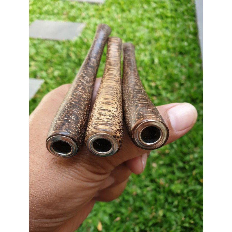 pipa once kayu liwung macan / pipa rokok kayu bertuah liwung serat macan panjang 12 cm