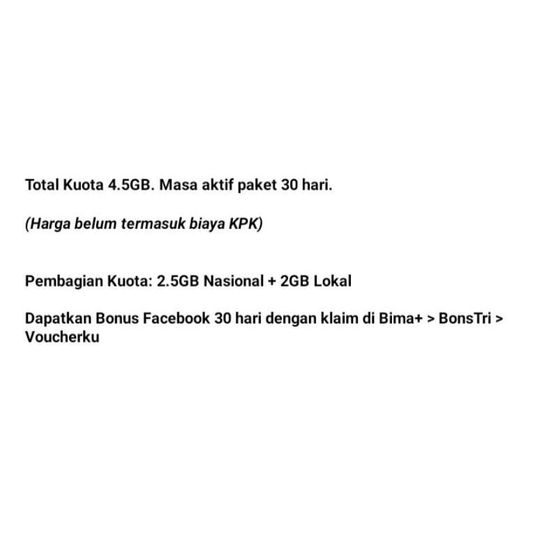 PERDANA TRI BM3X 4.5GB NASIONAL