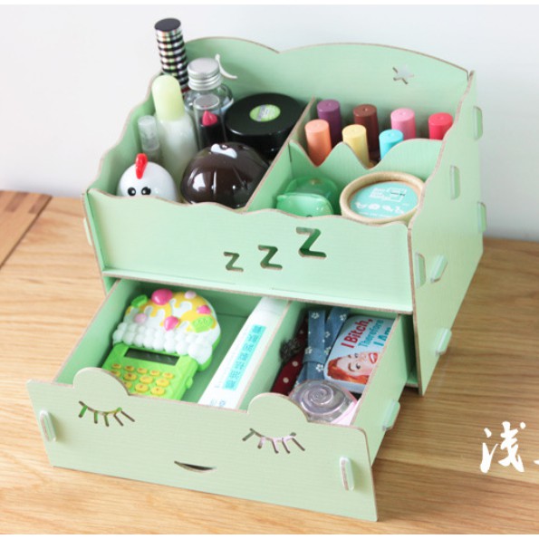 Kotak Serbaguna DIY Kayu 3 Sekat 1 Laci Sleep zzz