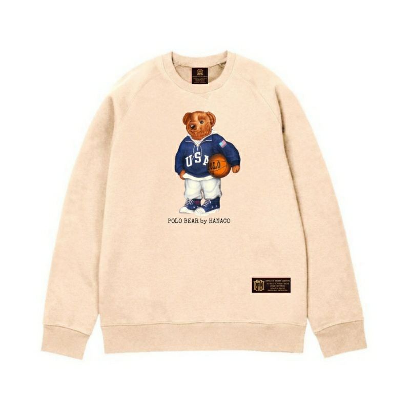 Sweater Pria Distro Original - Crewneck White Unisex Polo Bear Distro  - Crewneck Money talk-No.3