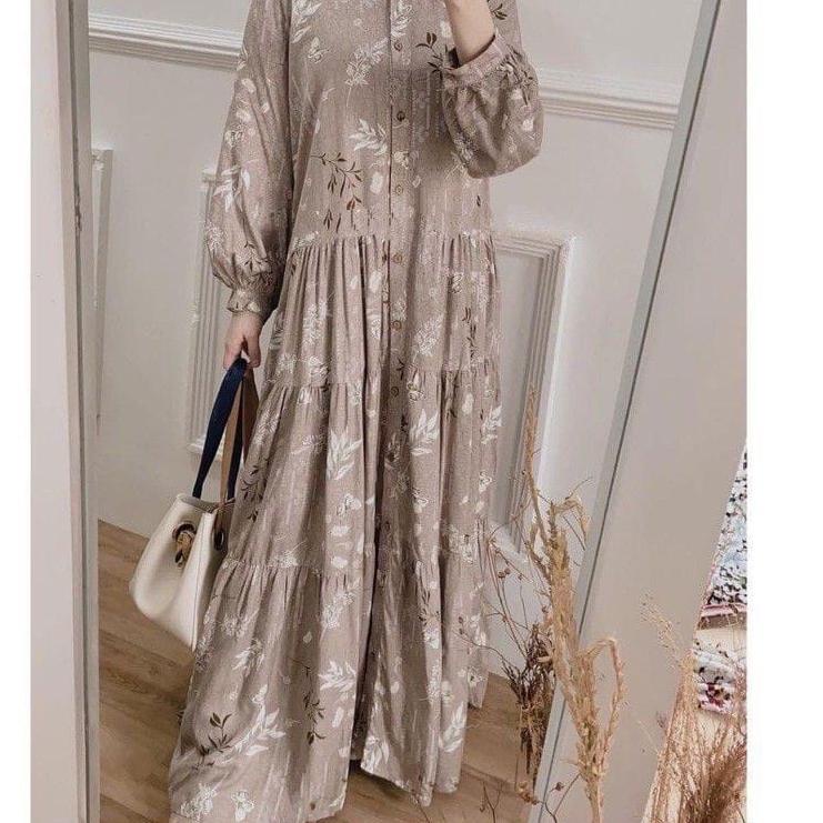 Siap Kirim.. ABERIA DRESS FULL KANCING BUSUI - GAMIS RAYON JUMBO MOTIF ABERIA BUSUI - ZULIA MAXI DRE