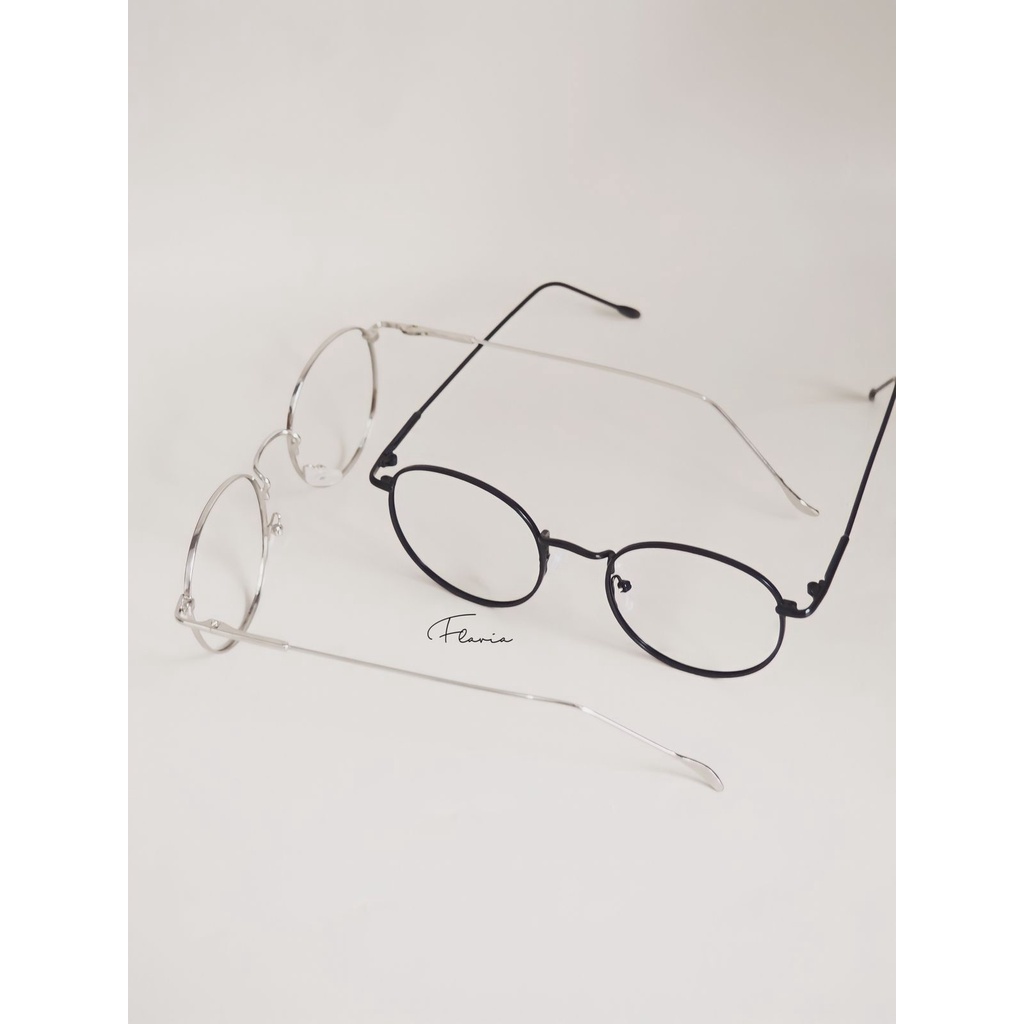 Flavia Eyewear - Kacamata Ursula Round Steel (custom minus, photochromic, blueray, bluechromic dan photobrown)