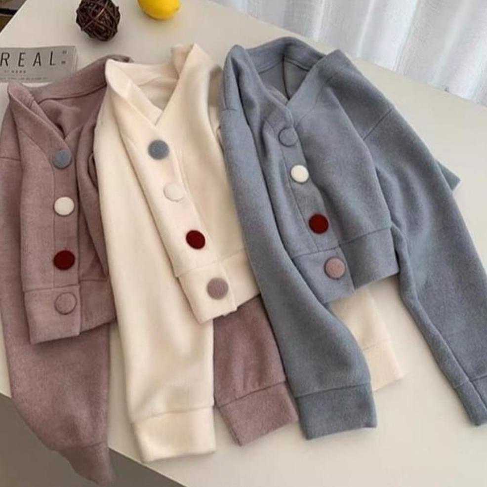 SWEATER OVERSIZE PHARSA CROOPE BUTTON - SWEATER CROOPE OVERSIZE [TNA.20Au22ᵛ]