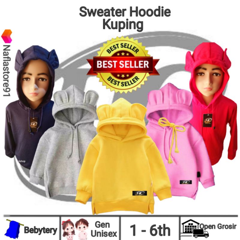 Sweater Anak Variasi Kupluk Klinci Hoodie kuping Kelinci Jaket anak Laki Laki Perempuan