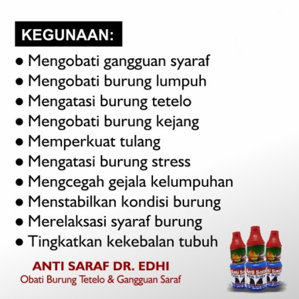 Anti Saraf Dr. Edhi Obat Burung Sakit Tetelo Gangguan Syaraf Stress