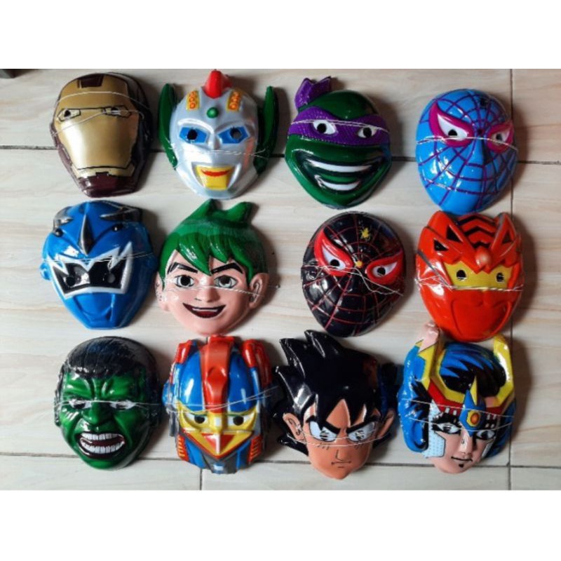 mainan topeng plastik superhero isi 20 pcs grosir termurah