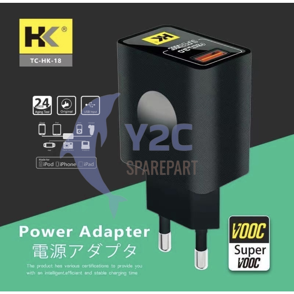 CHARGER HK D18 MICRO AUTO ID QUICK CHARGER 3.0 AMPERE QUALCOMM SUPER VOOC / CASAN CAS