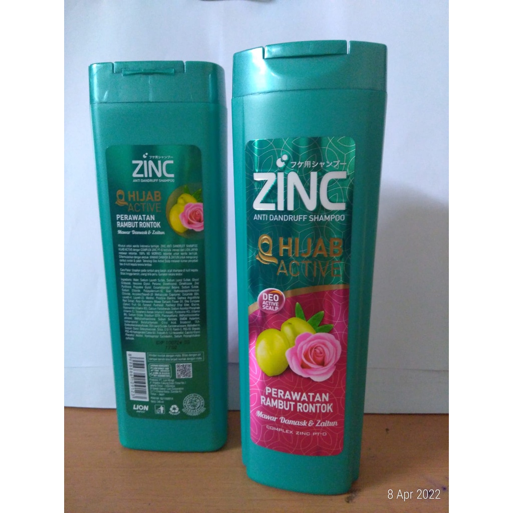Zinc Hijab Active Shampoo 340ml Mawar Damask Zaitun anti Dandurff Perawatan Rambut Rontok