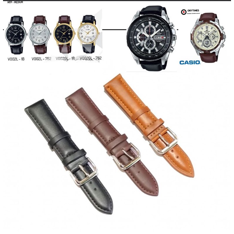 Strap Tali Jam Tangan Kulit Universal biasa untuk Jam Casio
