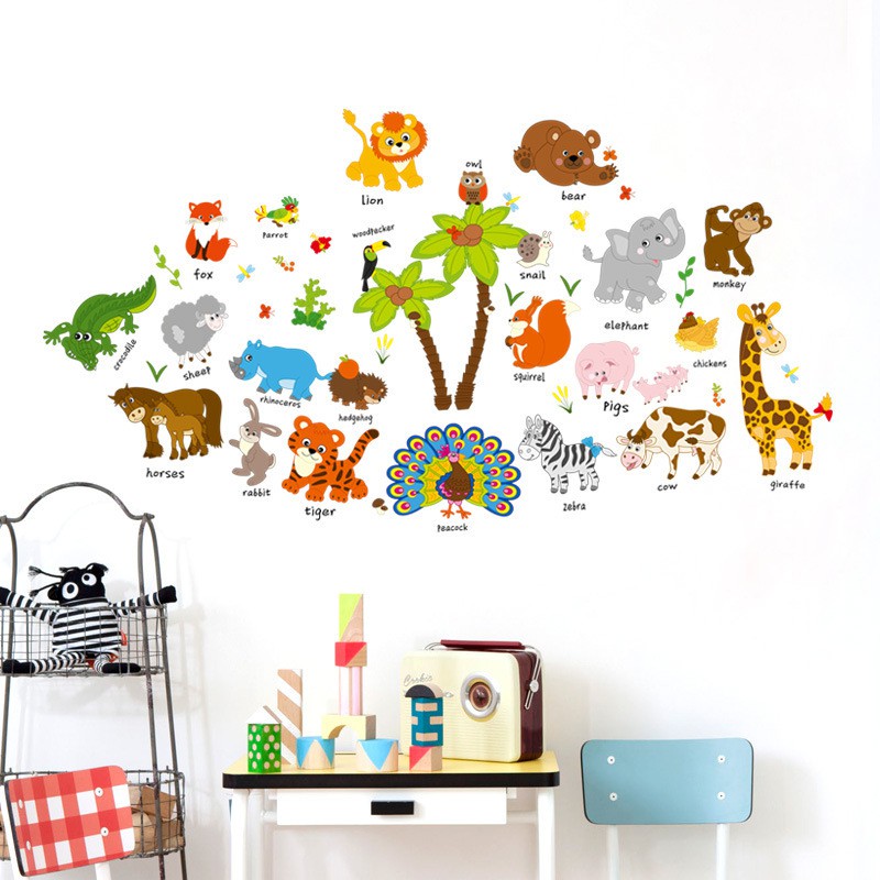 RELIZA WALL STICKER ANIMAL HEWAN ANAK ZOO STIKER DINDING SK9296