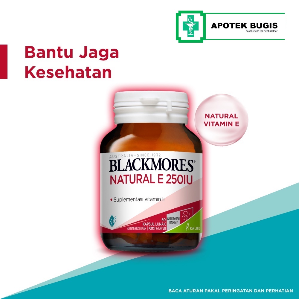 Blackmores Natural E 250 IU 50 Kapsul Tinggi Vitamin E Antioxidant Untuk Bantu Jaga Kesehatan Kulit BPOM Halal