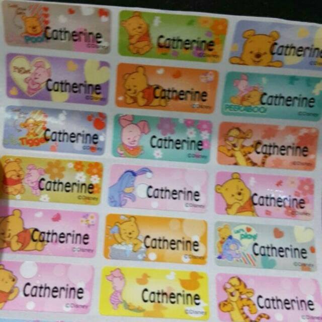 

sticker label nama waterproof size S dan M Pooh 7.