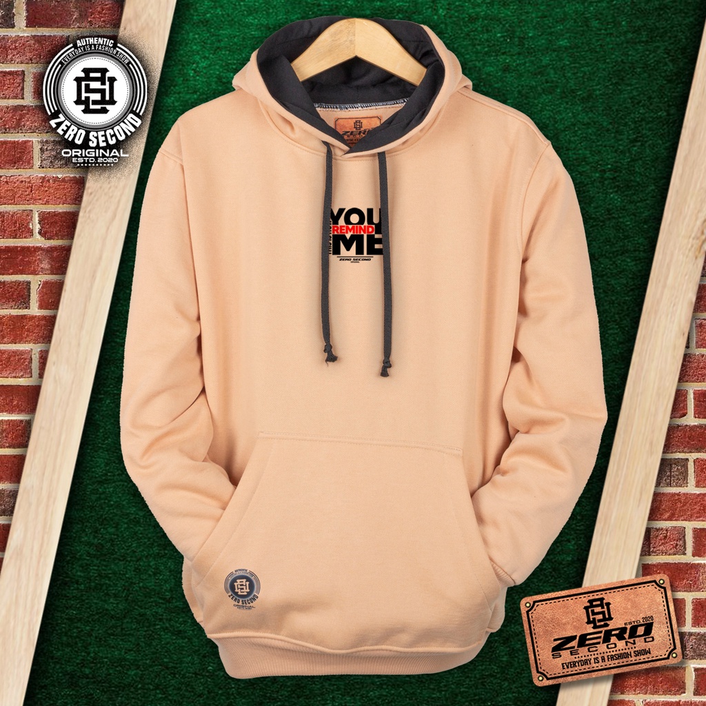 SWEATER HOODIE HOW YOU REMIND ME Cream 2022 original brand ZERO.SECCOND sweater jaket pria hoodie terbaru 2021 keren gaya distro sweater cowok