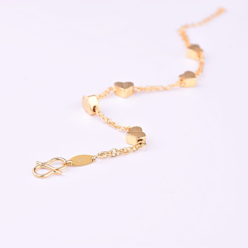 Gelang Bahan Stainless Steel Lapis Emas Bentuk Hati Untuk Wanita