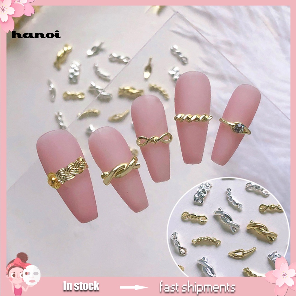 Han 20Pcs / Set Hiasan Kuku 3D Warna Cerah Untuk Dekorasi Nail Art / Manicure DIY