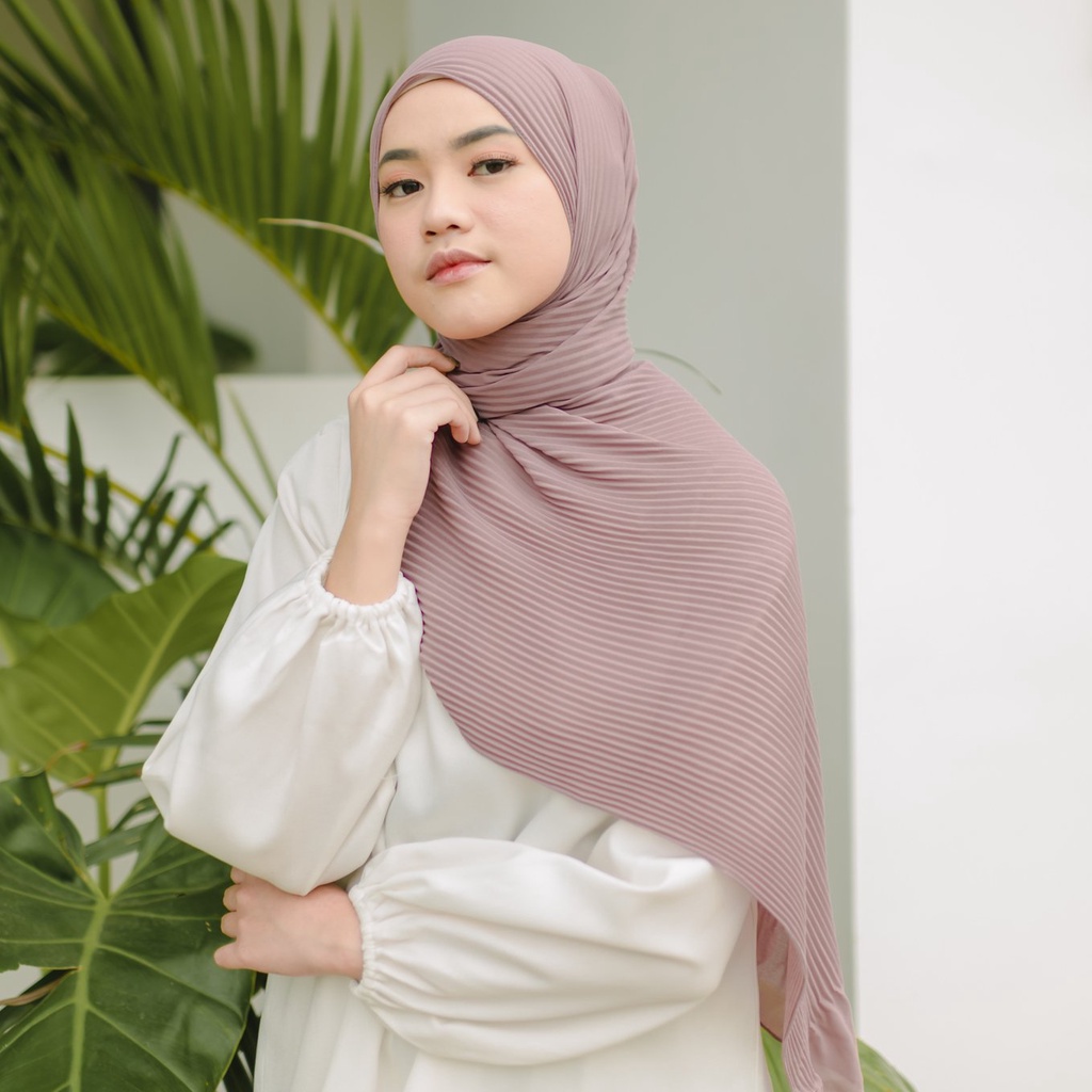 Lozy Hijab - Bawal Pleats Shawl ( Pashmina Plisket )-Purple