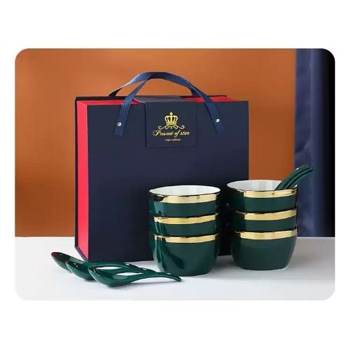 DD - Luxury HAMPERS Ceramic Tableware Bowl Set6 &amp; 6 spoon