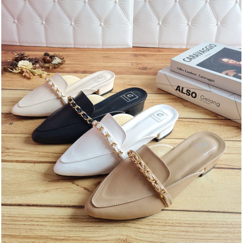 ABBUSHOES AG 10 sendal bapau rantai mules 3cm