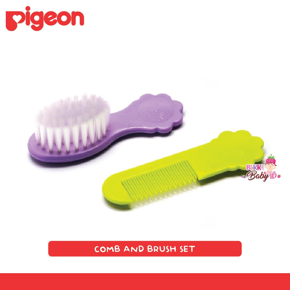 Pigeon Comb &amp; Brush Set - Paket 2 Sikat &amp; Sisir Lembut Rambut Bayi 0m+ Berry Mart