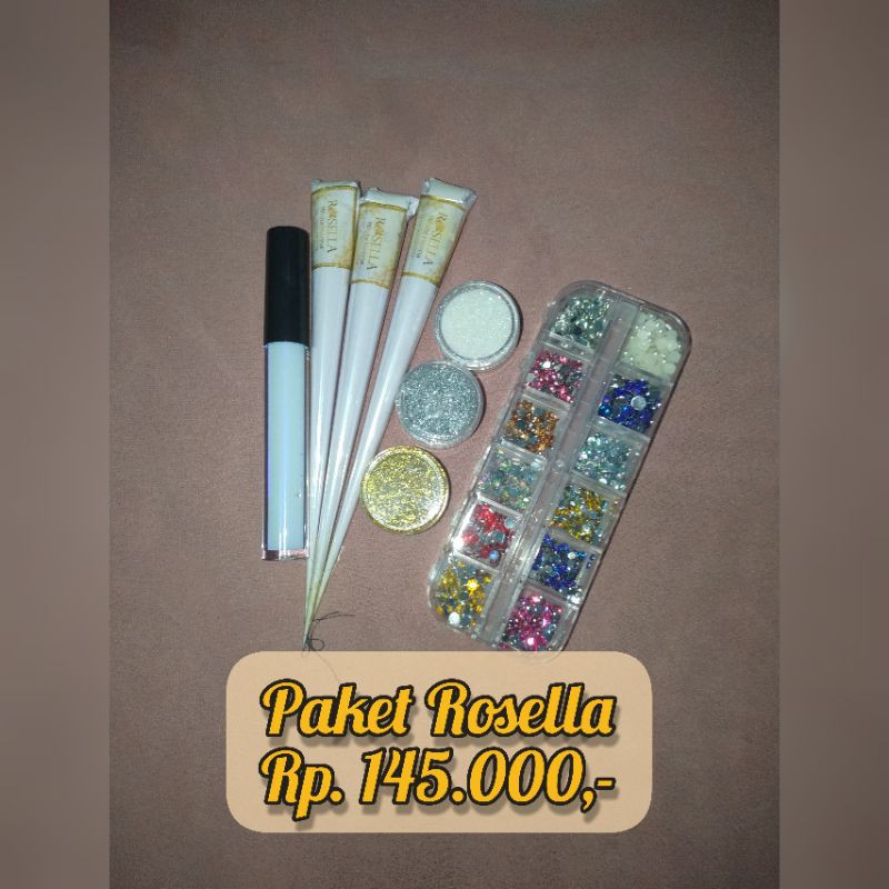 "MEDINA" PAKET HEMAT ROSELLA / WHITE HENNA / HENNA PUTIH / HENNA WATERPROOF / HENNA PENGANTIN