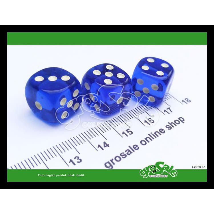 Dadu 14Mm Transparant Blue/Dadu Bening Biru Transparan Termurah