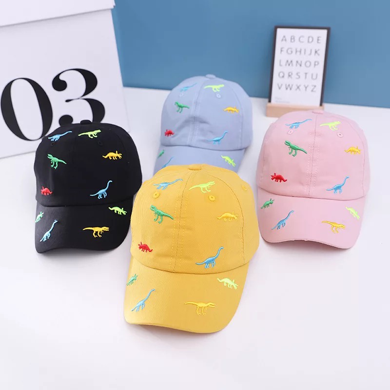 Topi Anak Dino Bahan Katun Drill Full Bordir