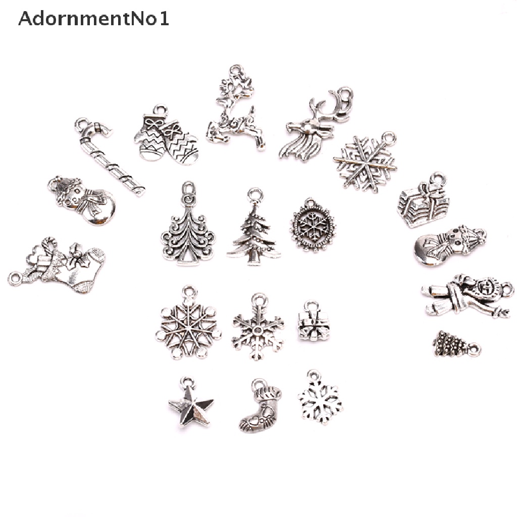 (AdornmentNo1) 19pcs / Set Liontin Silver Tibet Motif Natal Untuk Aksesoris Perhiasan Charms