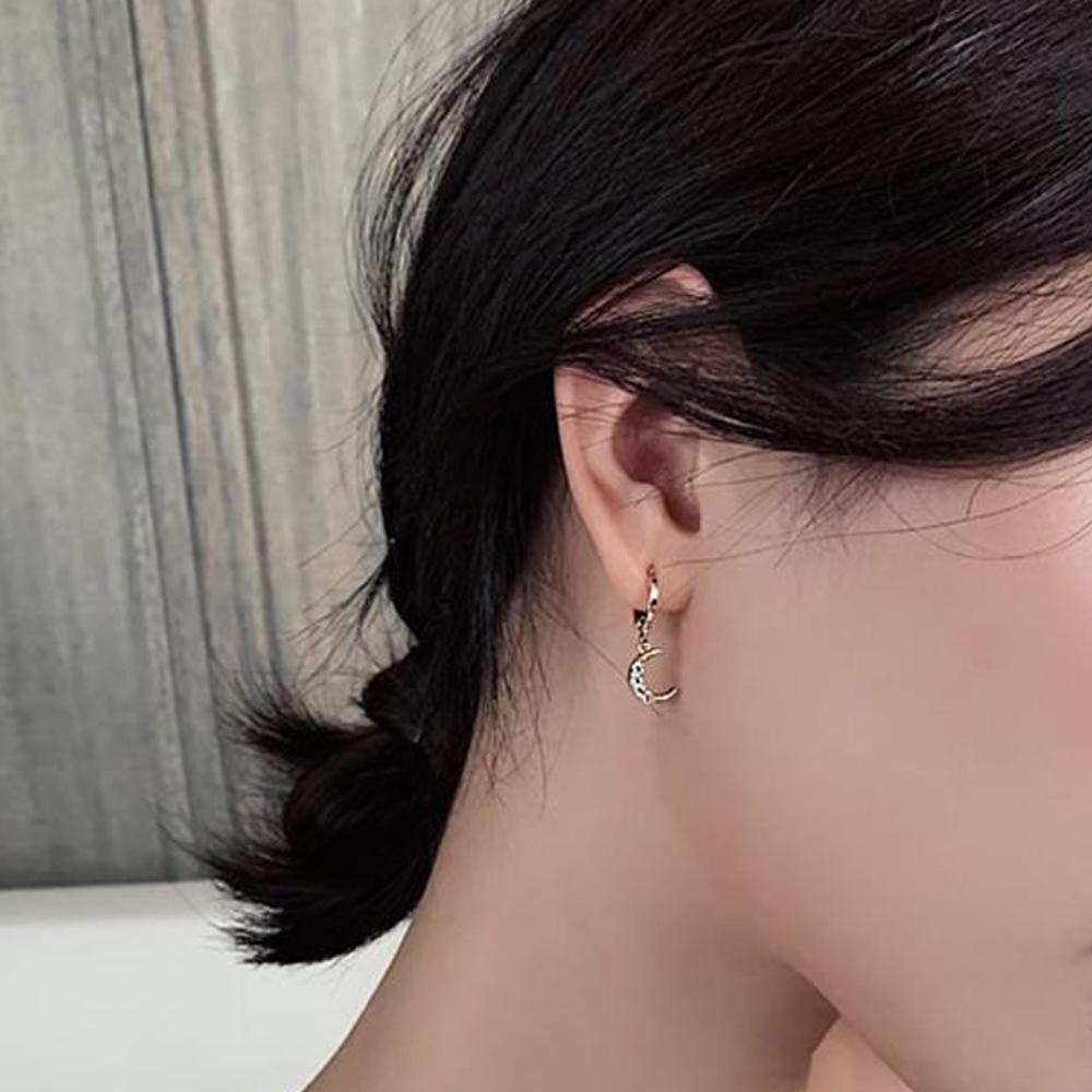 Lily Menjuntai Anting Hadiah Natal Warna Emas Wanita Perhiasan Hadiah Berlian Imitasi Asimetris