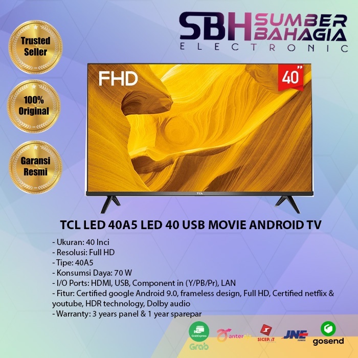 TCL LED 40A5 LED 40 USB MOVIE ANDROID TV (NEW (KHUSUS BANDUNG)