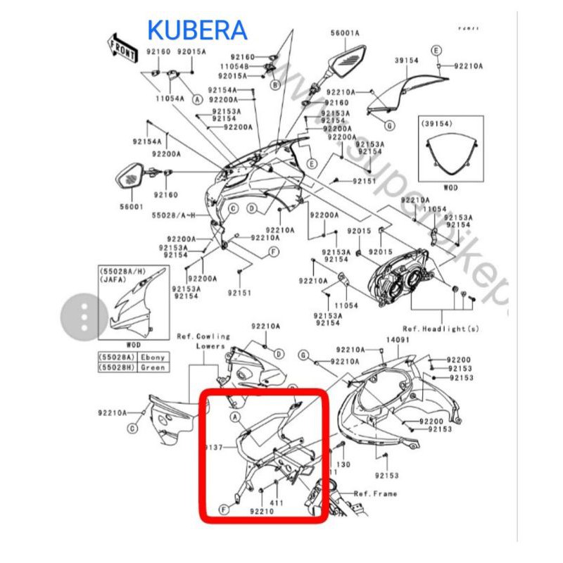 Braket Headlamp Kawasaki Ninja 250R Original, Ready Stock