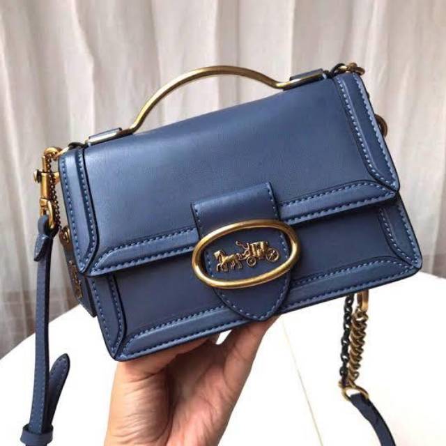 Coach blue riley Top Handle Crossbody Bag selempang slingbag tas original authentic asli biru