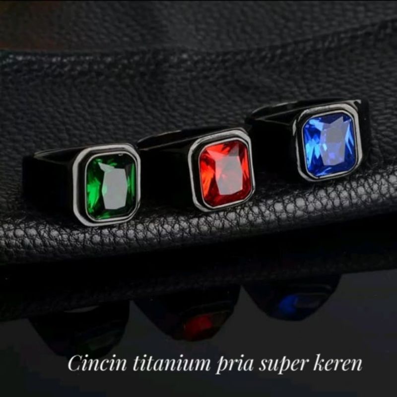 Cincin Ruby Merah Siam TITANIUM Pria Cowok Super KEREN