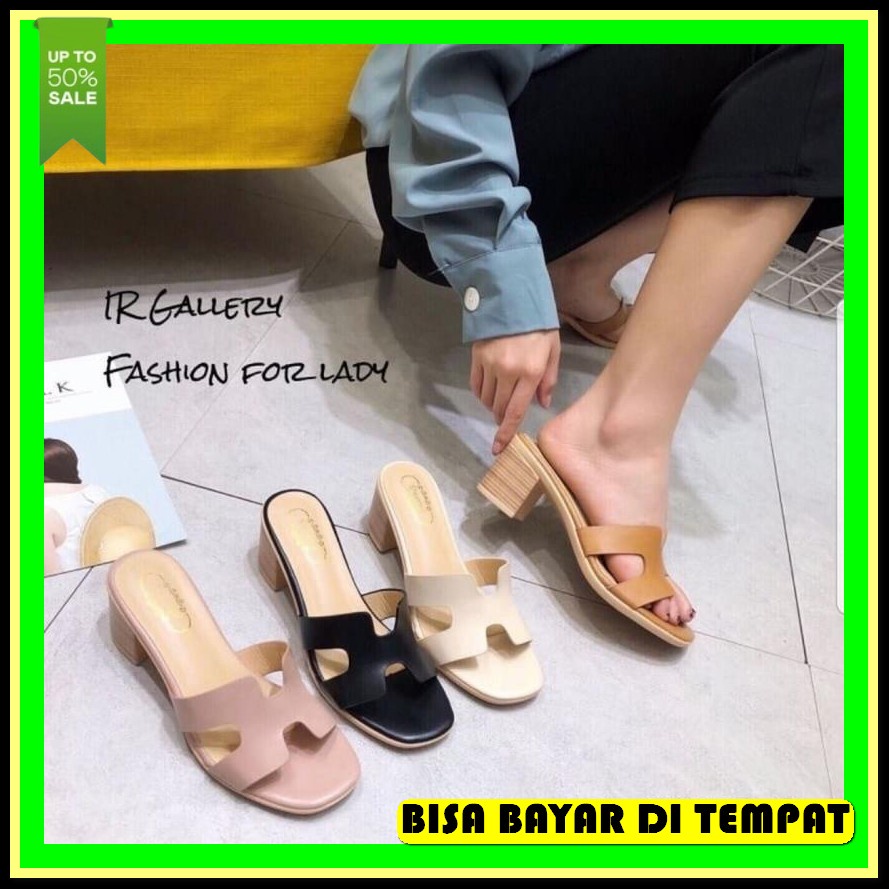 Sendal Sandal Sandals Sepatu Cewek Perempuan Rumah Santai Outdoor Indo Sepatu Heels Hak Tahu Ml22 -